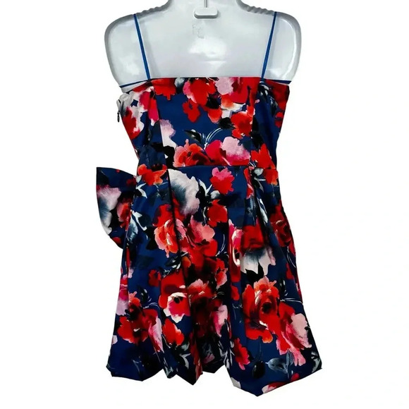 PARKER BLACK CHANTELLE STRAPLESS FLORAL-PRINT BOW DRESS LENNOX ROSE SZ 4 NWT - Picture 8 of 10